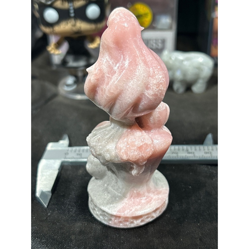 Hand Carved Pink Grey Stone Ariel Figurine Mythical Sea Creature Statue 3.8" - Picture 3 of 5